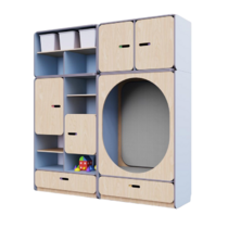 Детская стенка с местом для хранения и овальной зоной отдыха из коллекции «НЕГА» (цвет голубой) - «globural.ru» - Псков