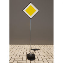 Знак дорожный "Главная дорога" 2.1 типоразмер 40 на стойке с основанием 3кг - «globural.ru» - Псков