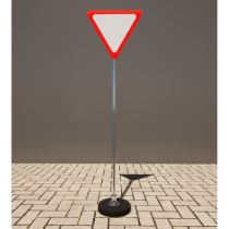 Знак дорожный "Уступите дорогу" 2.4 типоразмер 40 на стойке с основанием 3кг - «globural.ru» - Псков