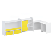 Набор стеллажей для игрушек и пособий "Росток" (белый/желтый) - «globural.ru» - Псков