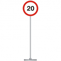 Знак дорожный "Ограничение скорости 20 км" 3.24 типоразмер 40 на стойке с основанием 3кг - «globural.ru» - Псков