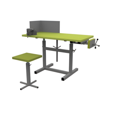 Верстак ученический комбинированный с тисками и струбциной, с защитным экраном и табуретом - «globural.ru» - Псков