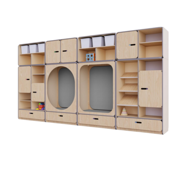 Детская стенка с местом для хранения и зонами отдыха из коллекции «НЕГА» (цвет бежевый) - «globural.ru» - Псков