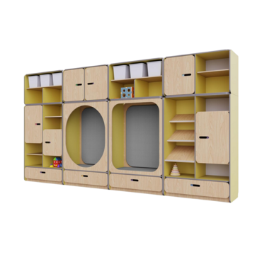 Детская стенка с местом для хранения и зонами отдыха из коллекции «НЕГА» (цвет желтый) - «globural.ru» - Псков