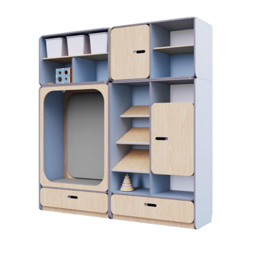 Детская стенка с местом для хранения и прямоугольной зоной отдыха из коллекции «НЕГА» (цвет голубой) - «globural.ru» - Псков