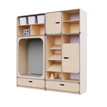 Детская стенка с местом для хранения и прямоугольной зоной отдыха из коллекции «НЕГА» (цвет бежевый) - «globural.ru» - Псков