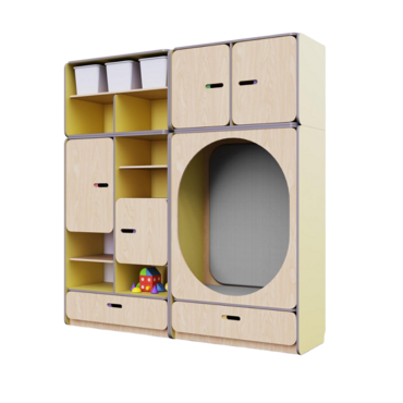 Детская стенка с местом для хранения и овальной зоной отдыха из коллекции «НЕГА» (цвет желтый) - «globural.ru» - Псков