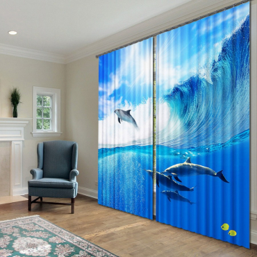 Комплект светонепроницаемых штор "Дельфины" - «globural.ru» - Псков